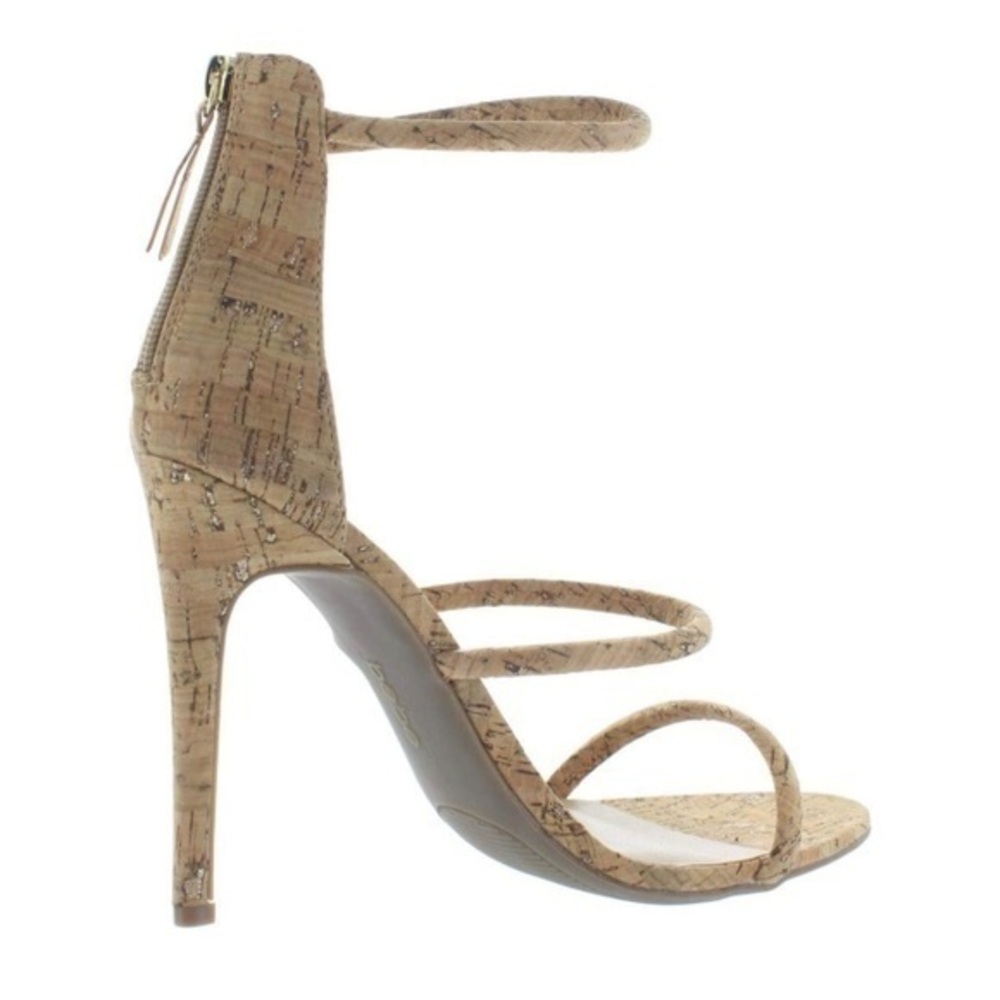 Bebe Berdine Cork Strappy Stiletto Heels